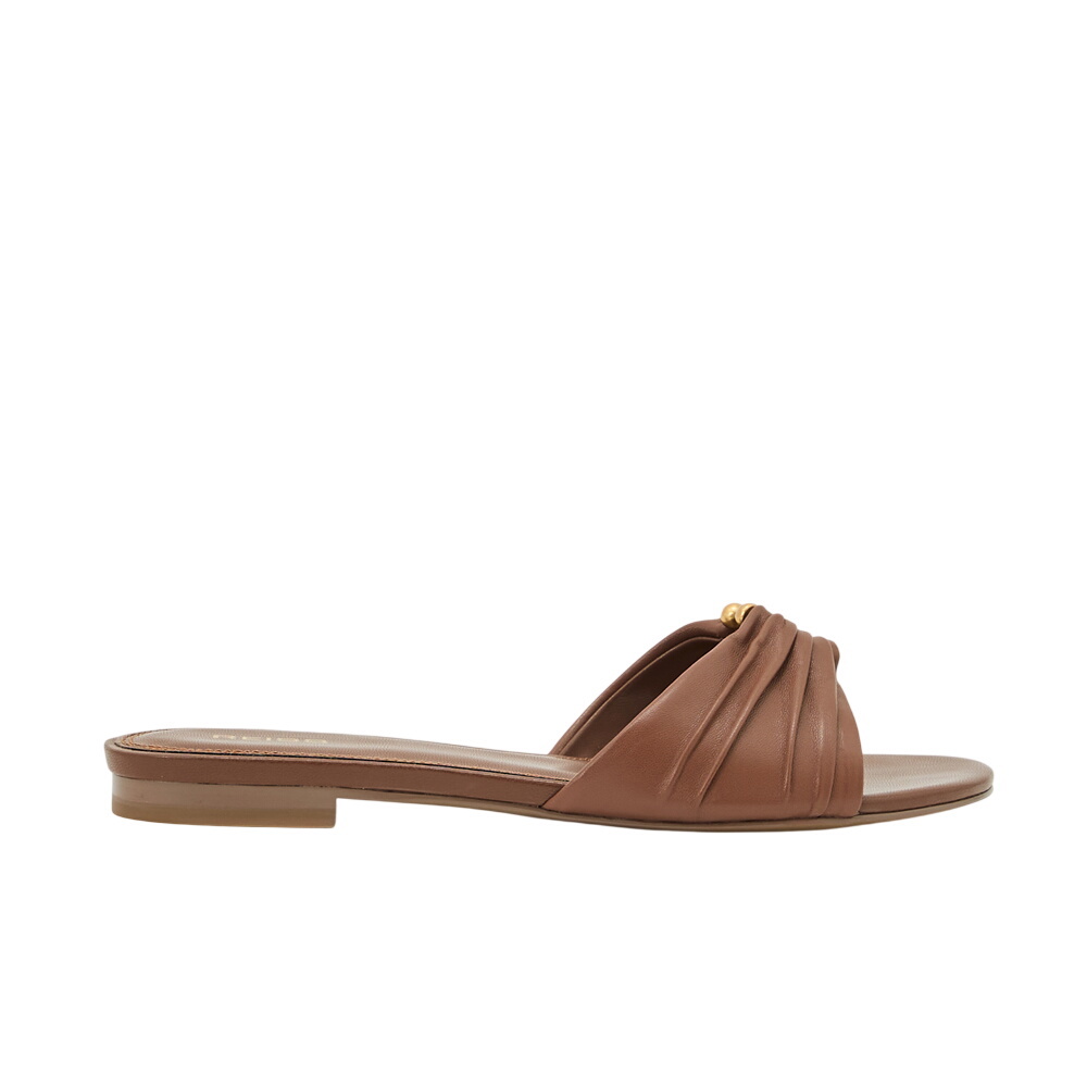 REISS Alana Leather Open-Ring Flat Sandals